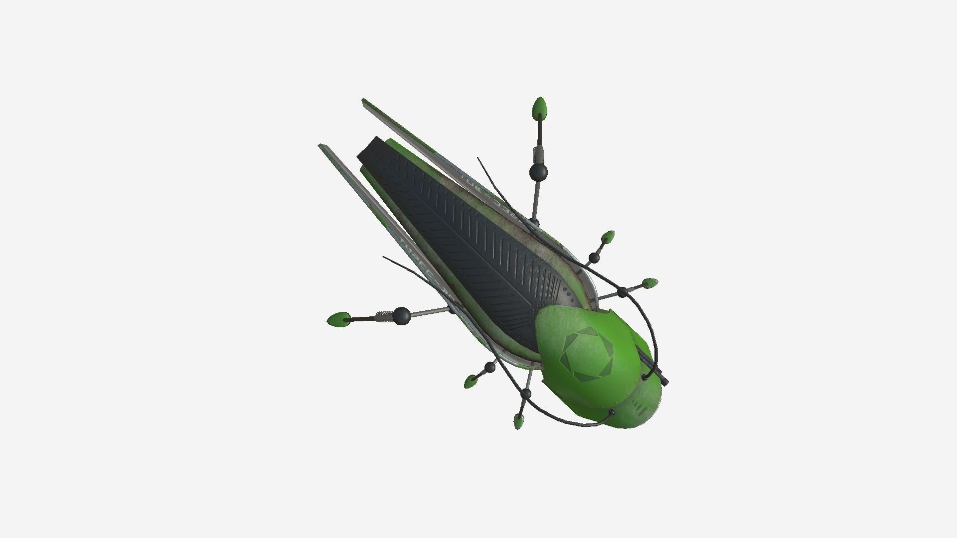 Insect Robot F10 Green - SciFi Character Design Low-poly 3D model_2