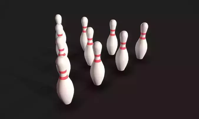 Ten Pin Classic Bowling Pins Low-poly 3D model