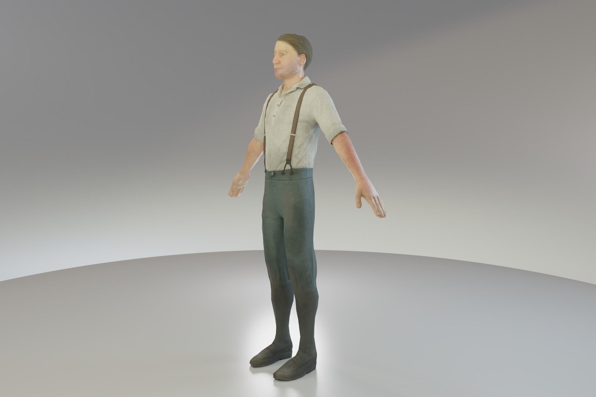 Low Poly Victorian Men Low-poly 3D model_4