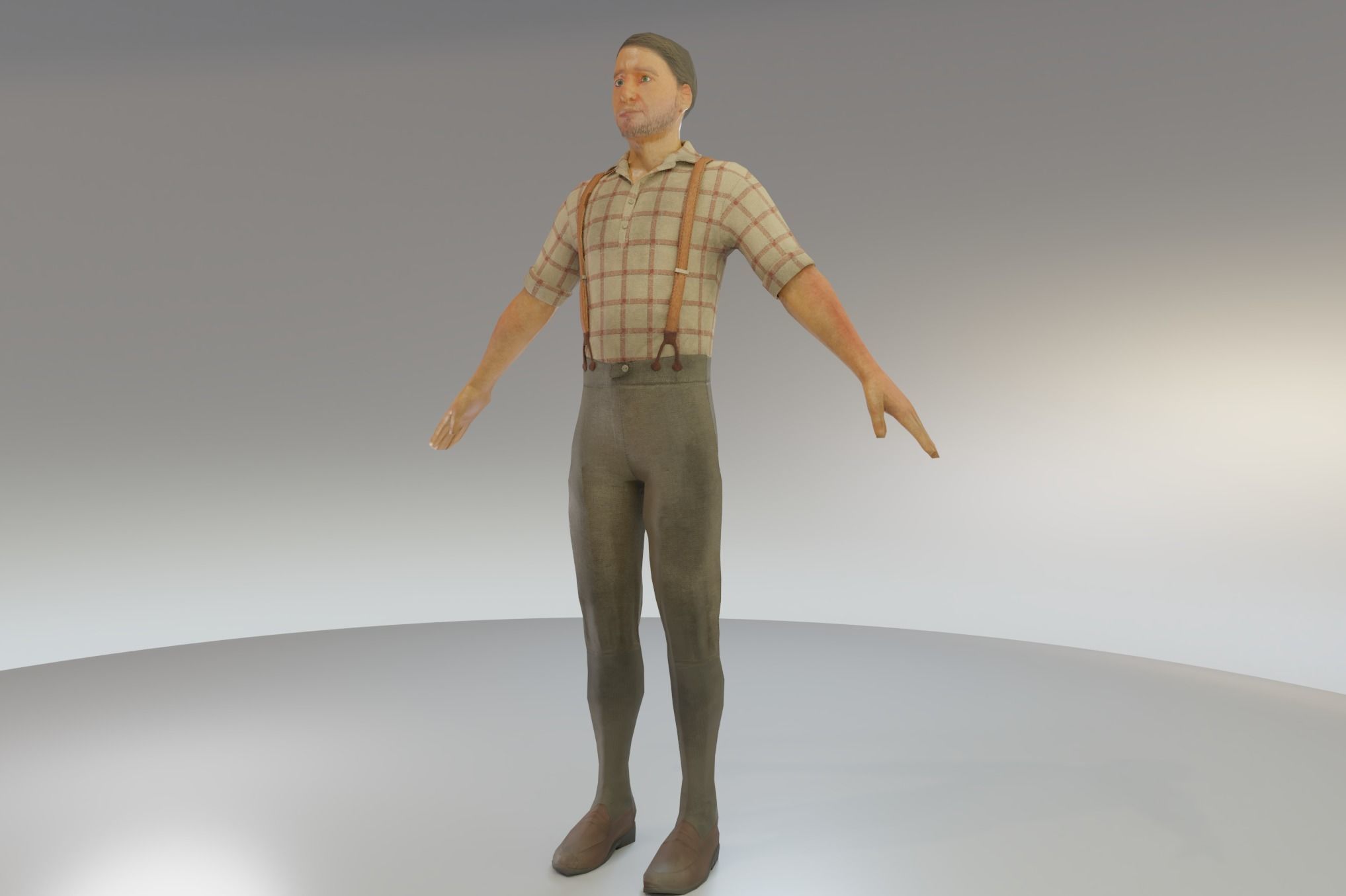 Low Poly Victorian Men Low-poly 3D model_5