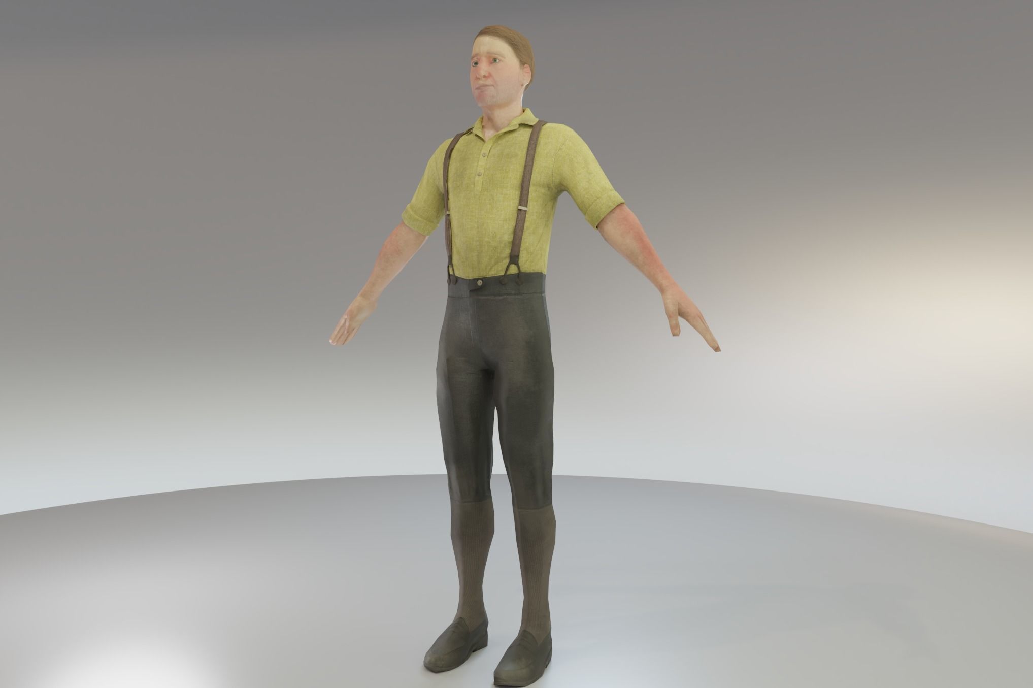 Low Poly Victorian Men Low-poly 3D model_6