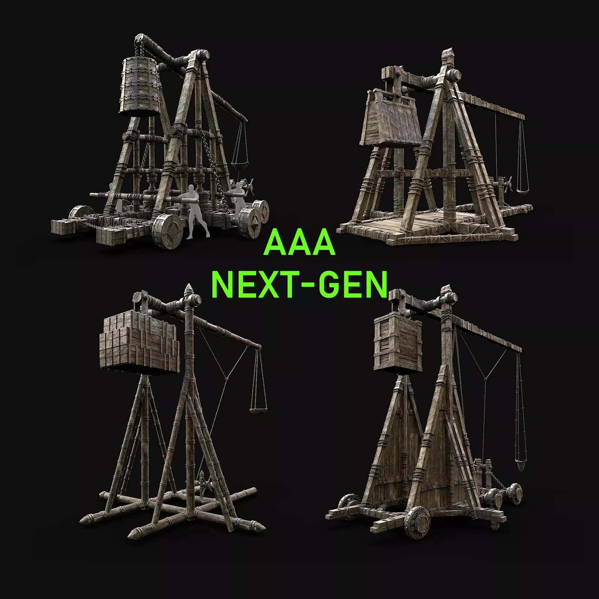 TREBUCHET CATAPULT WAR MACHINE SIEGE ENGINE PACK COLLECTION _0