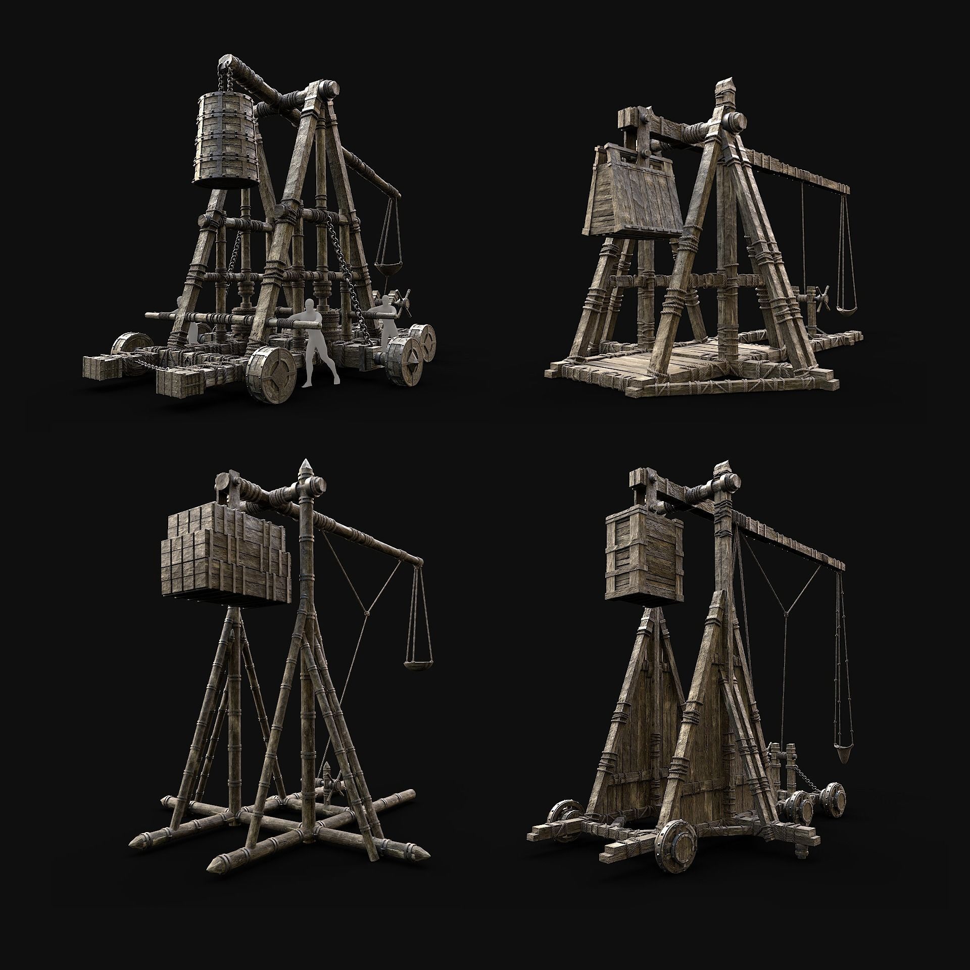 TREBUCHET CATAPULT WAR MACHINE SIEGE ENGINE PACK COLLECTION _29