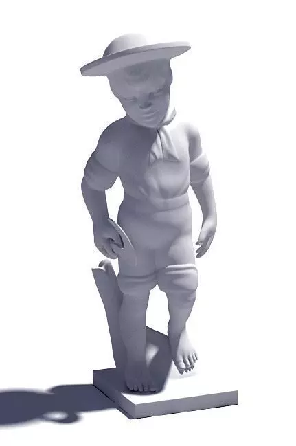 White Sailor Boy Sculpture 3D model_0
