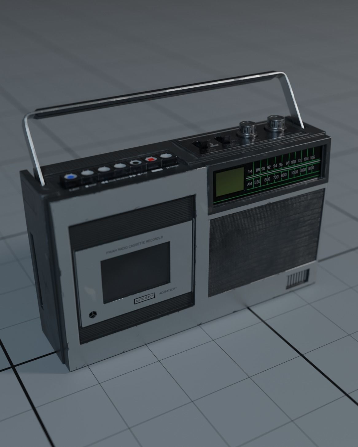 Vintage Radio Low-poly 3D model_1