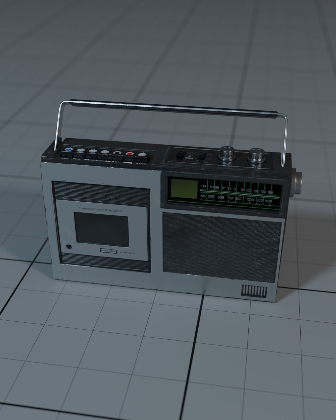 Vintage Radio Low-poly 3D model_3