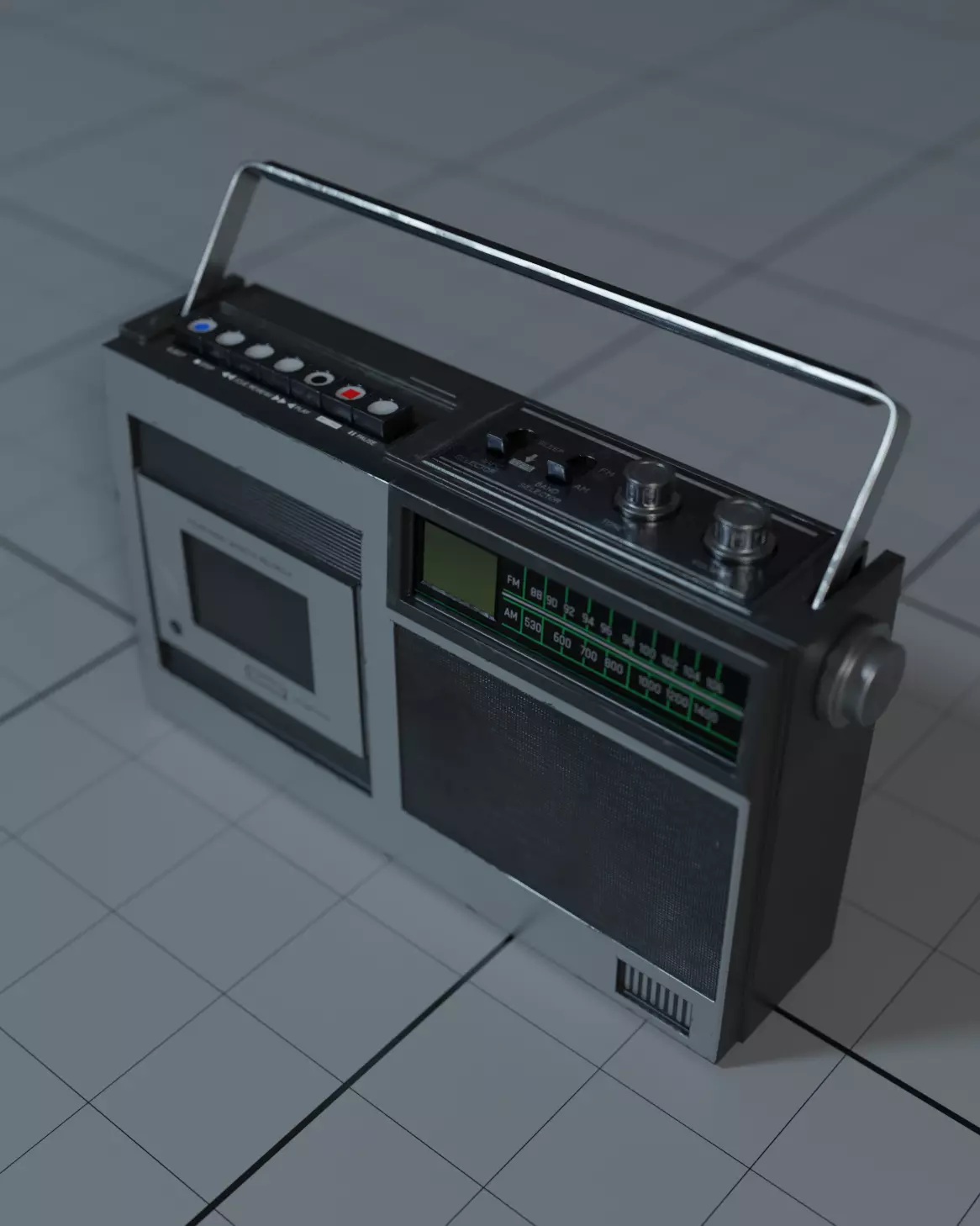 Vintage Radio Low-poly 3D model_0