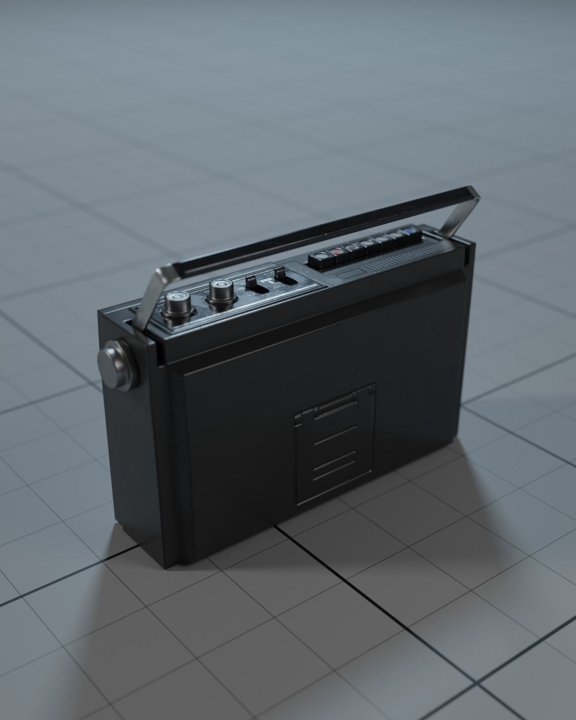 Vintage Radio Low-poly 3D model_4