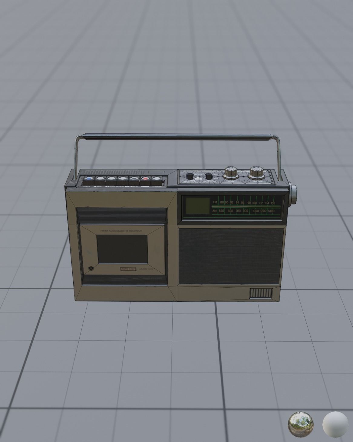Vintage Radio Low-poly 3D model_6