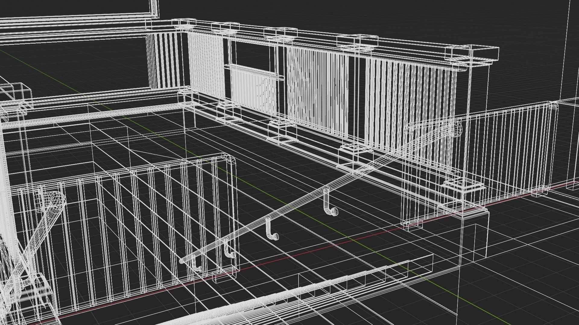 Hallway with Graffiti Low-poly 3D model_16