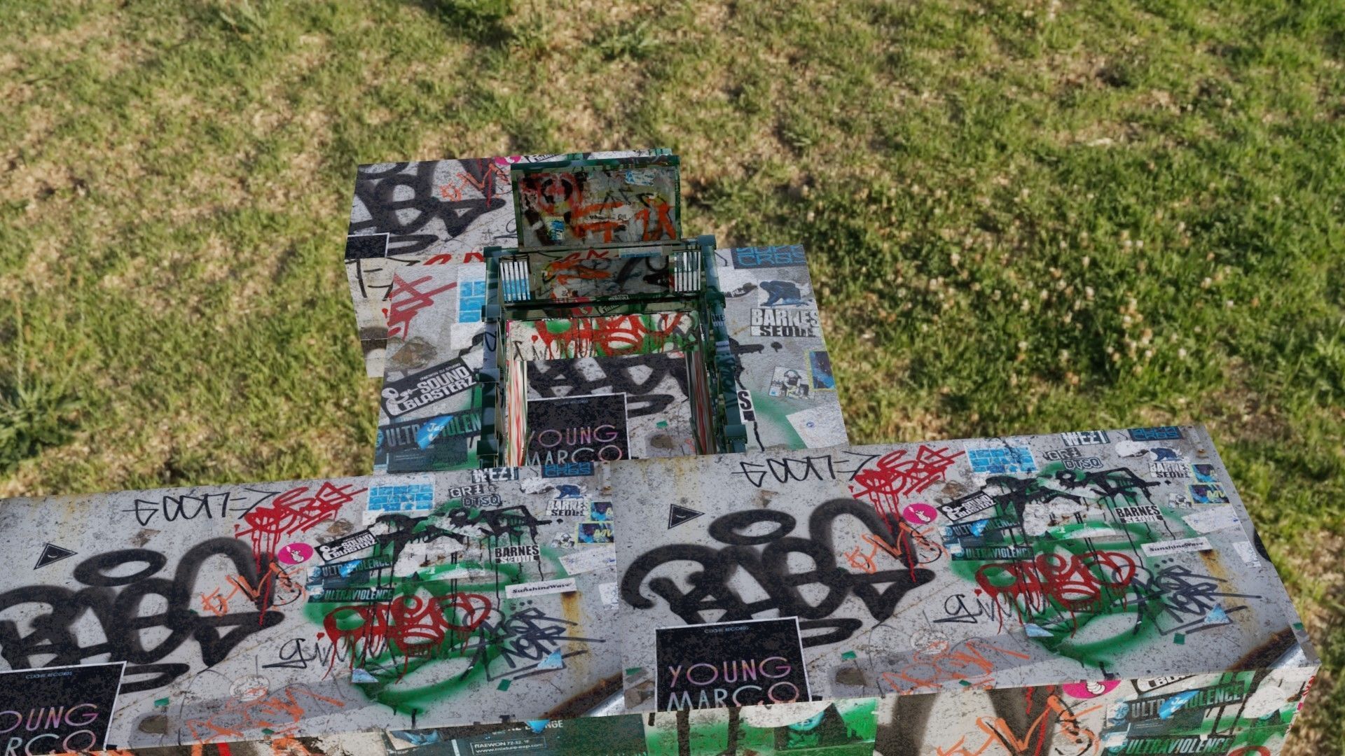 Hallway with Graffiti Low-poly 3D model_9