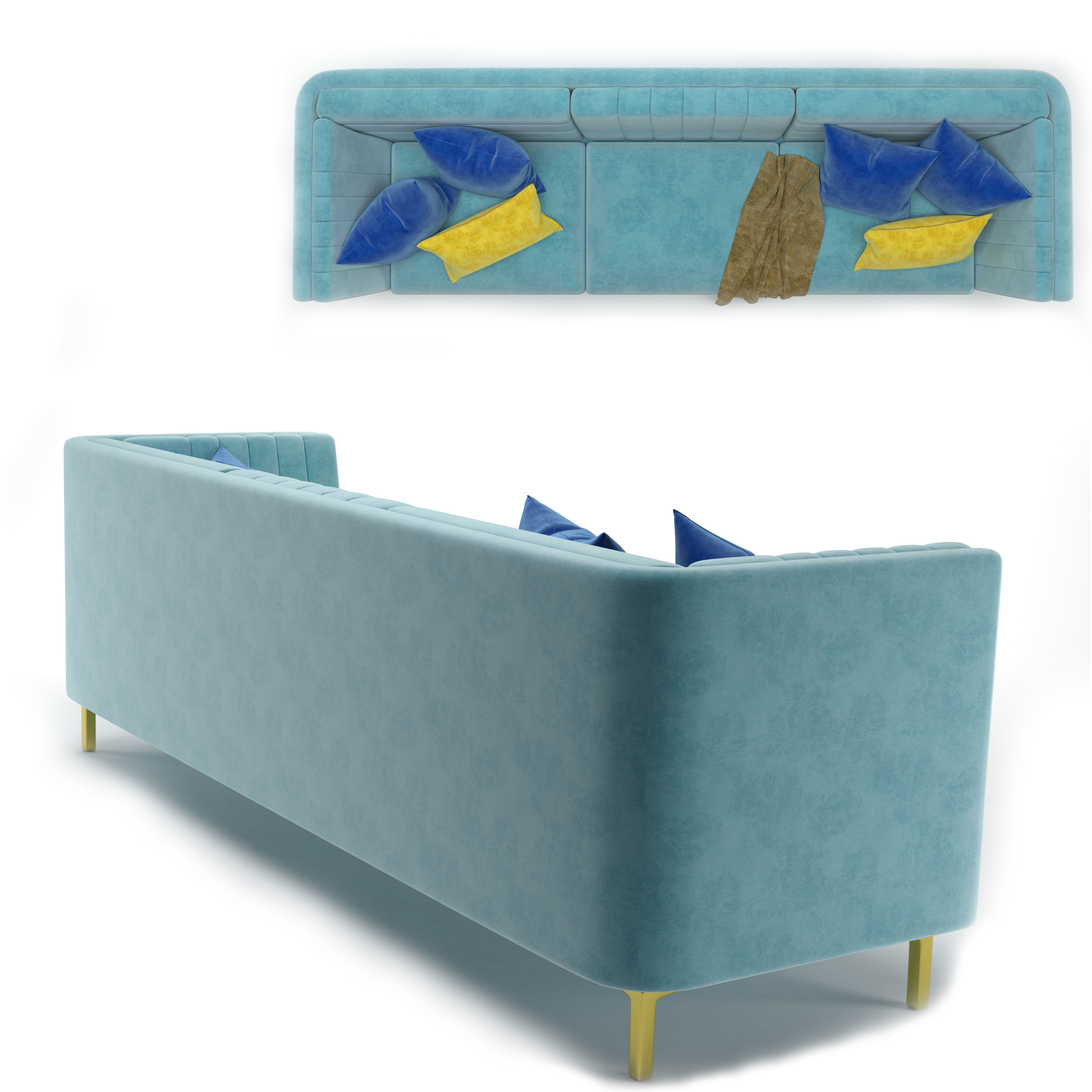 performance velvet sofa 3D model_2