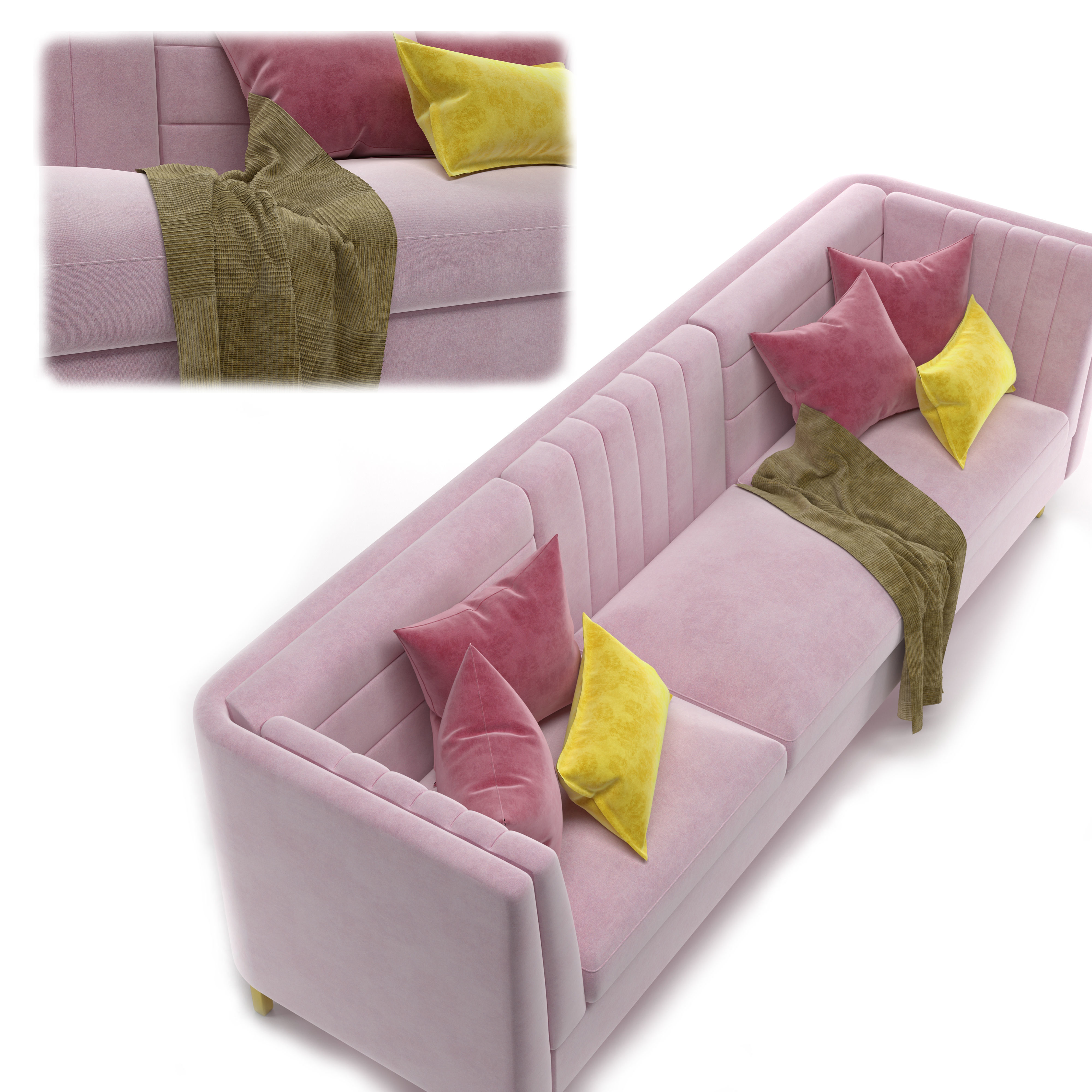 performance velvet sofa 3D model_1