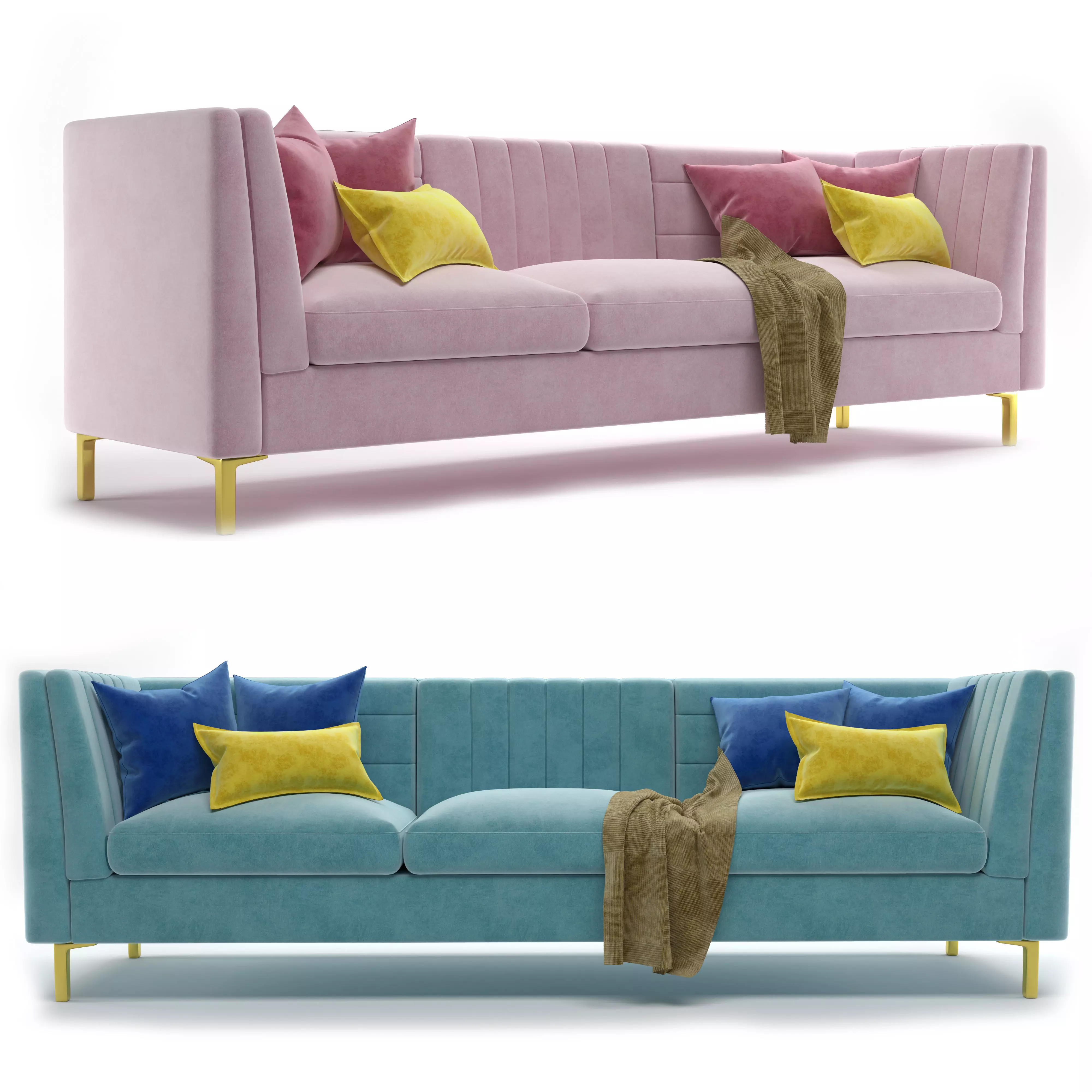 performance velvet sofa 3D model_0