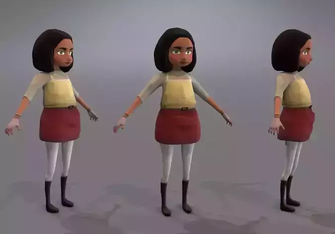 wide girl with black hair