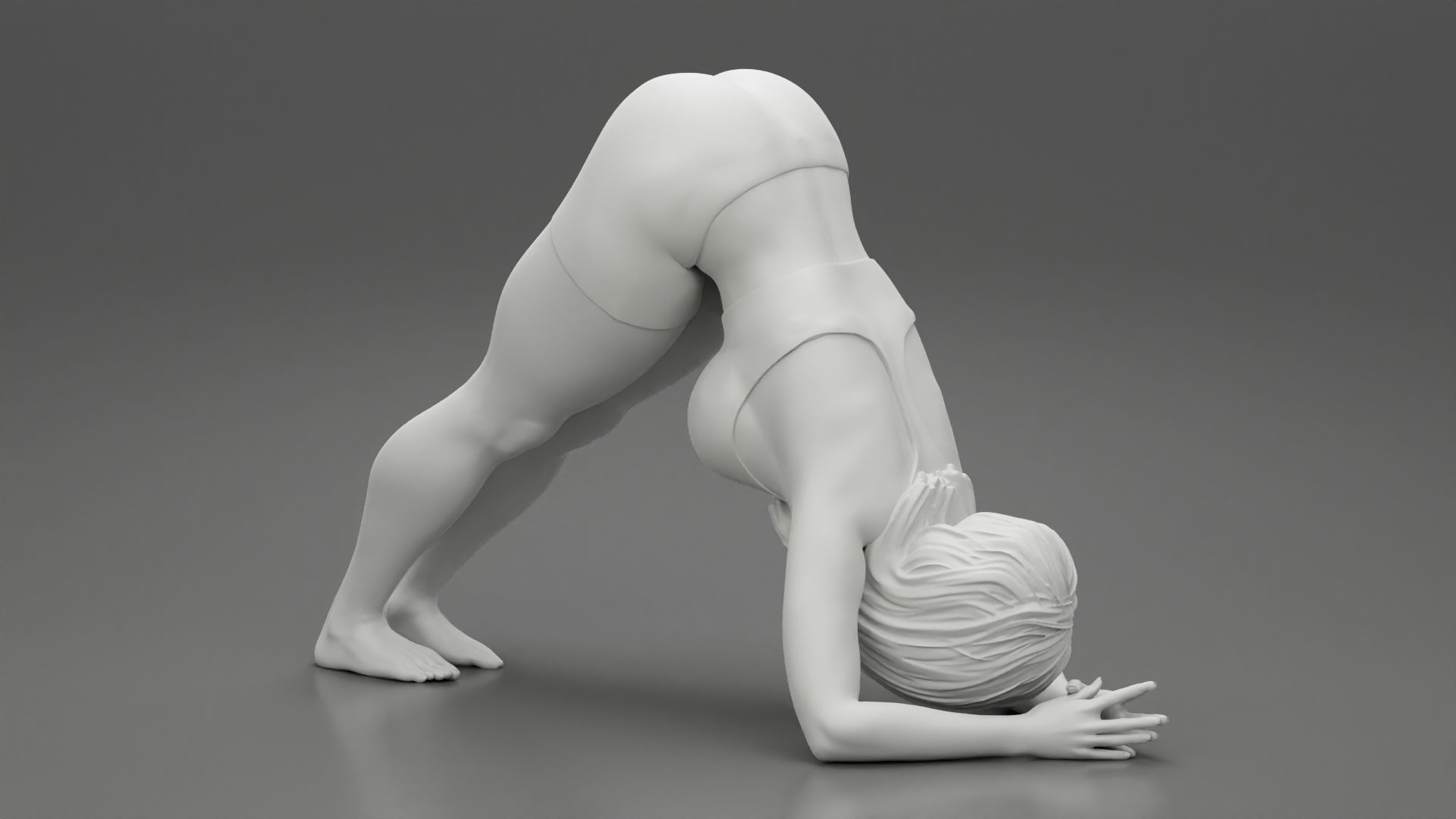 Sporty Woman Practicing Yoga Downward Facing Dog Pose 3D print model_8