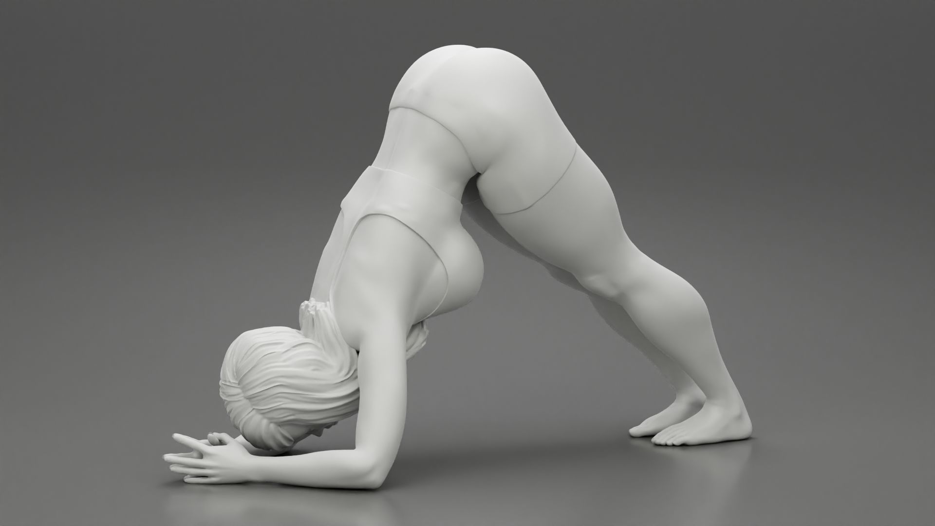 Sporty Woman Practicing Yoga Downward Facing Dog Pose 3D print model_6