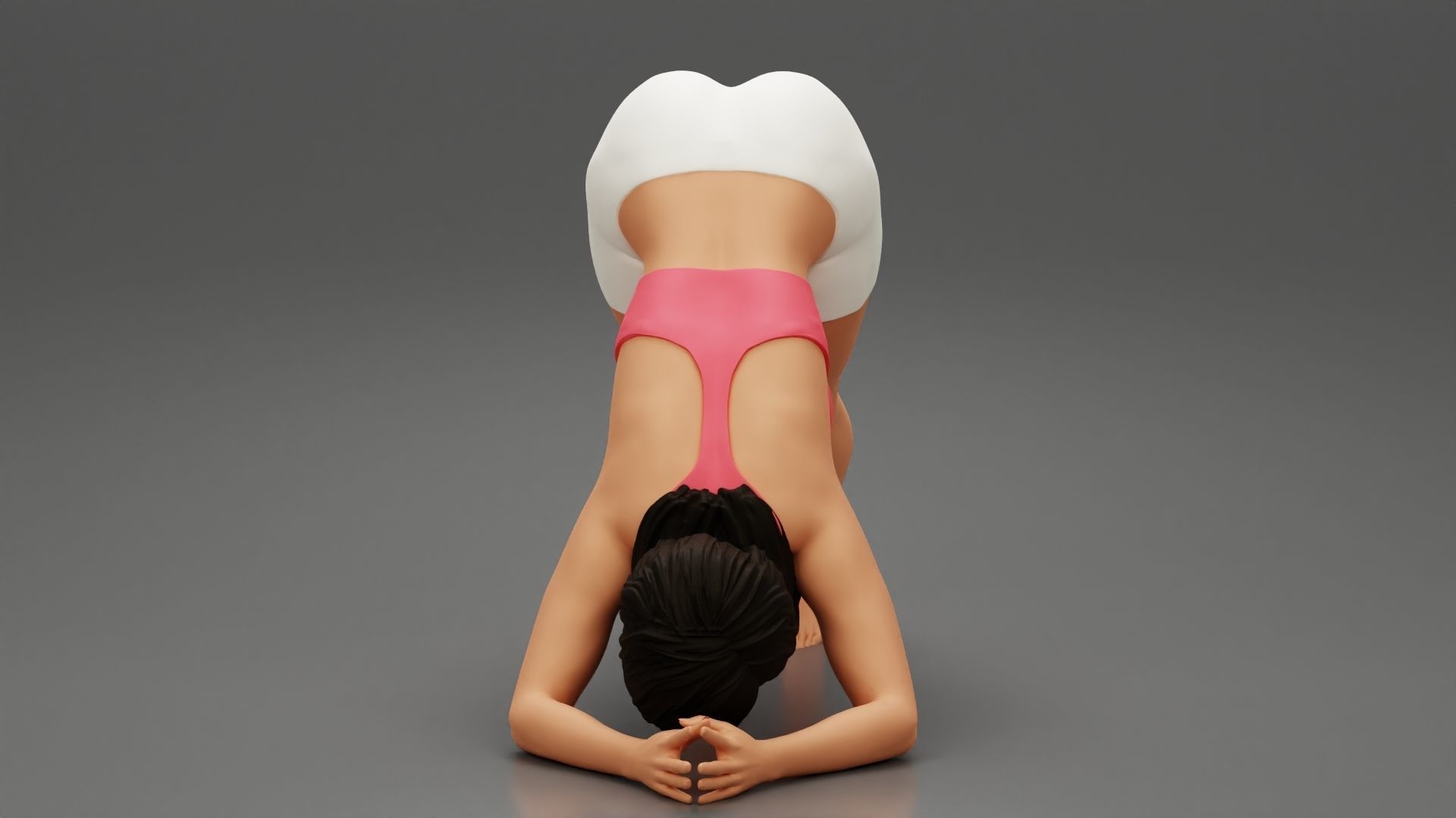 Sporty Woman Practicing Yoga Downward Facing Dog Pose 3D print model_1