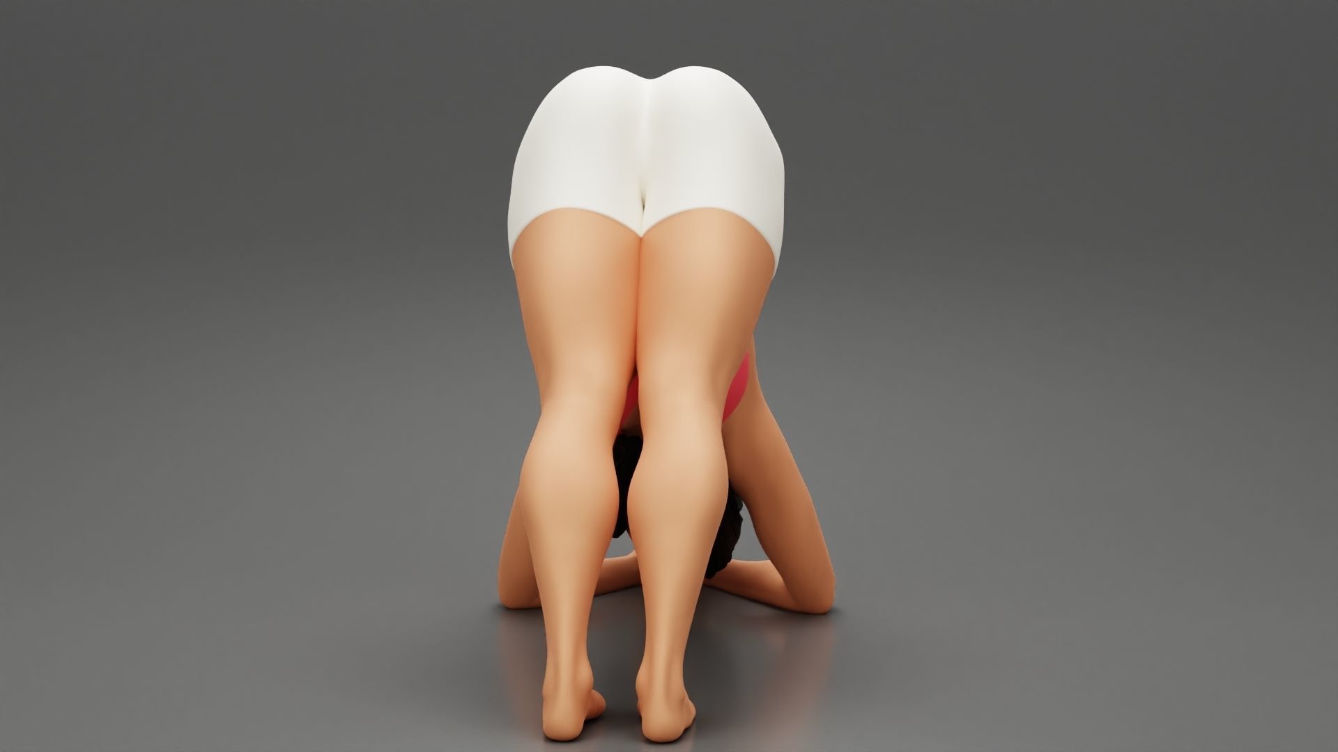 Sporty Woman Practicing Yoga Downward Facing Dog Pose 3D print model_4