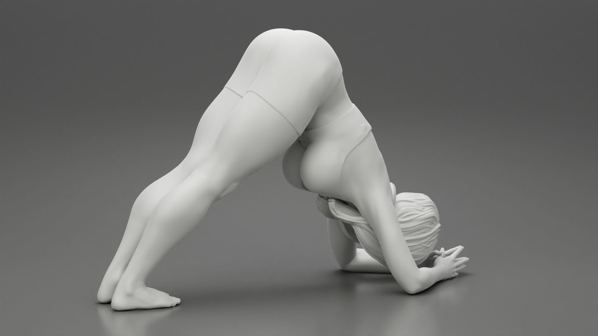 Sporty Woman Practicing Yoga Downward Facing Dog Pose 3D print model_9