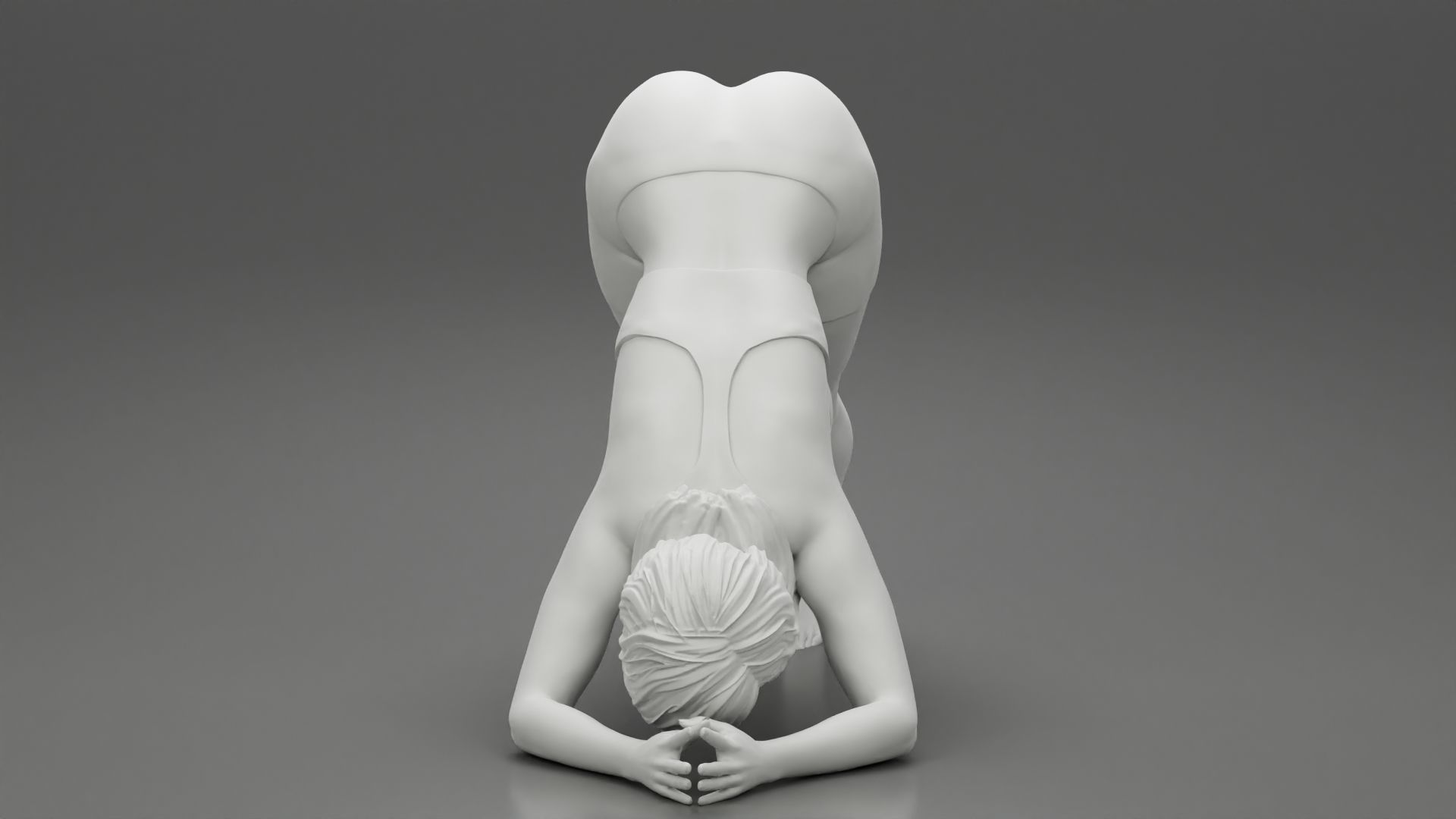 Sporty Woman Practicing Yoga Downward Facing Dog Pose 3D print model_7