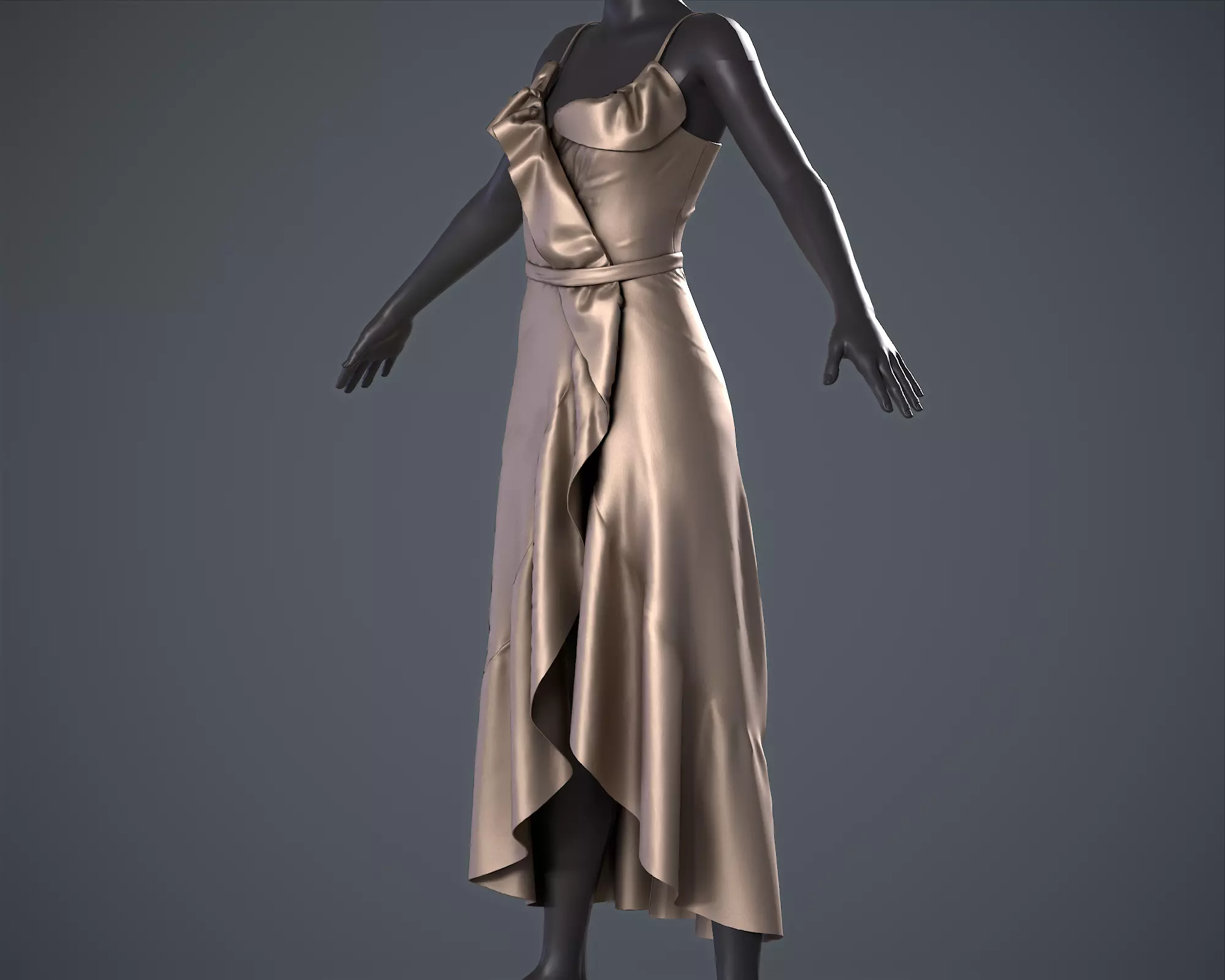 Party Dress with textures and source file Low-poly 3D model