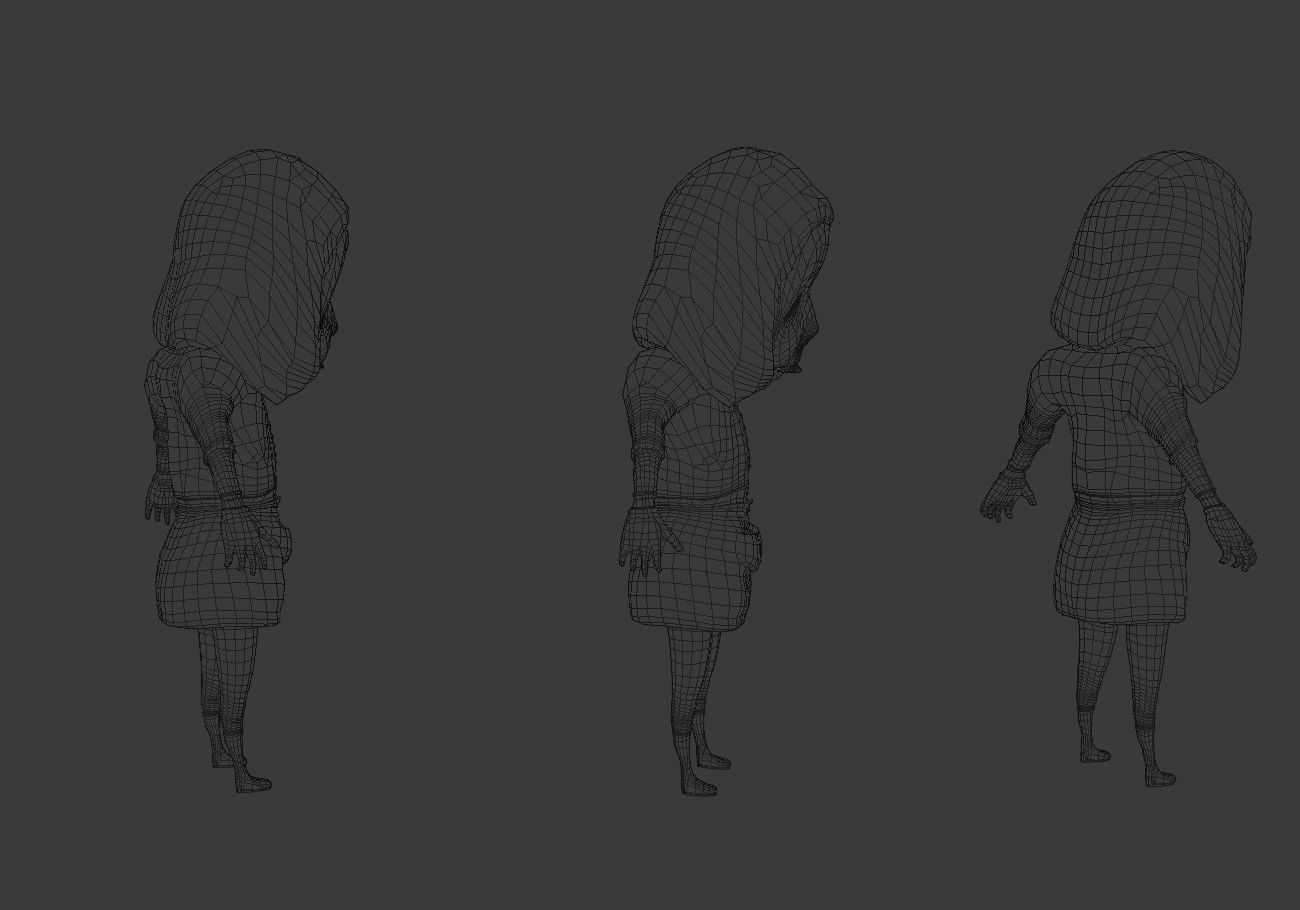 scary white girl with open mouth Low-poly 3D model_16