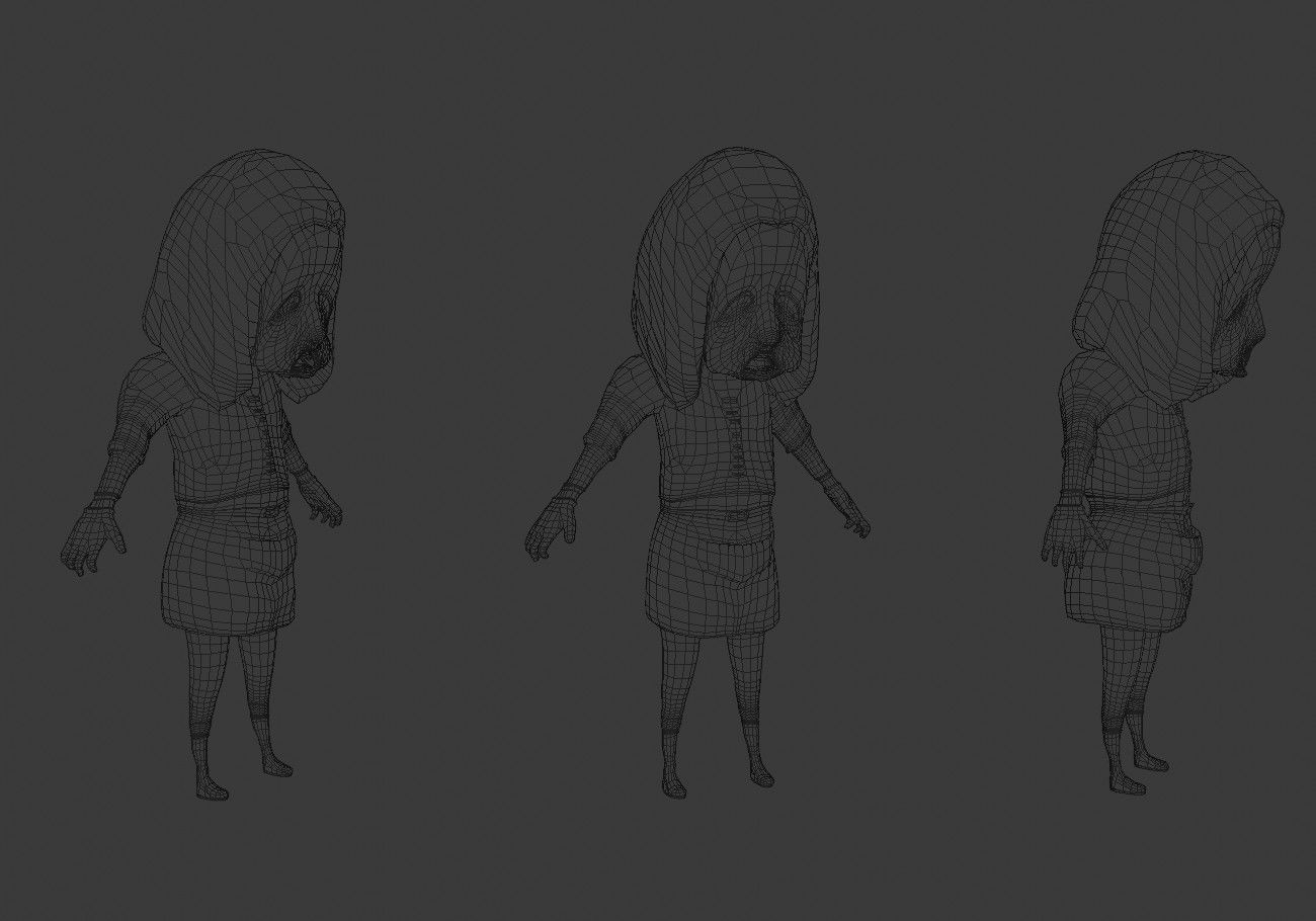 scary white girl with open mouth Low-poly 3D model_15