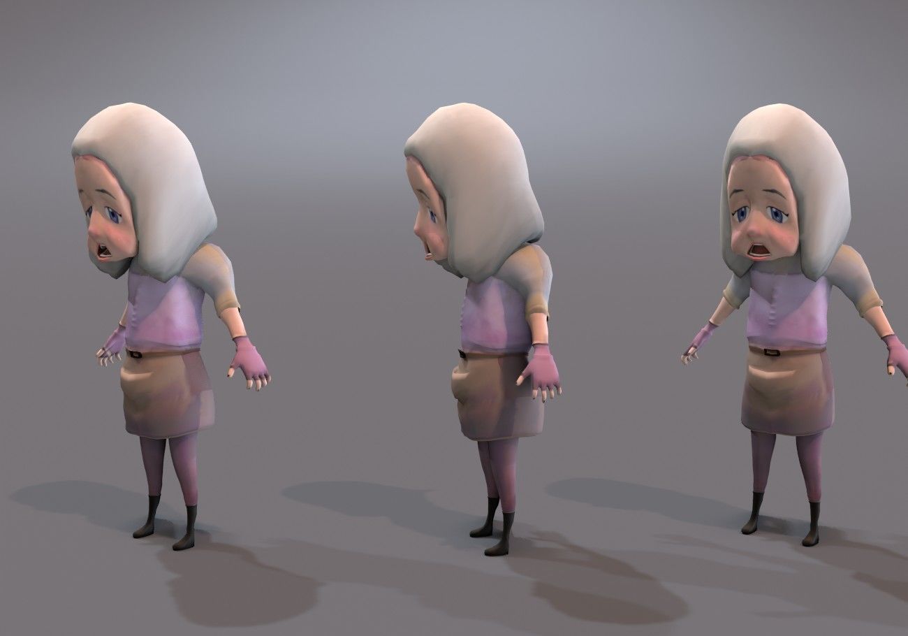 scary white girl with open mouth Low-poly 3D model_4