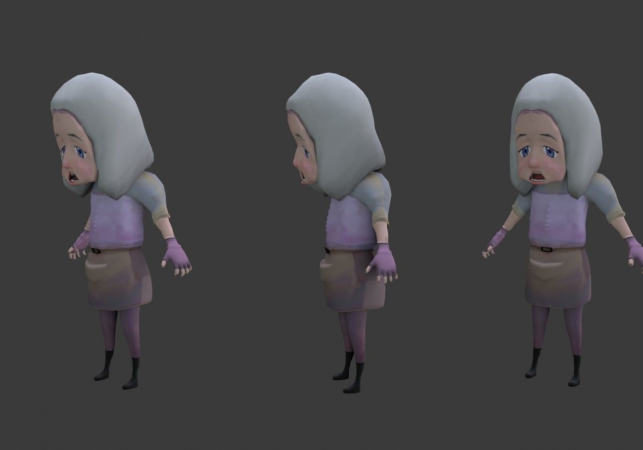 scary white girl with open mouth Low-poly 3D model_10