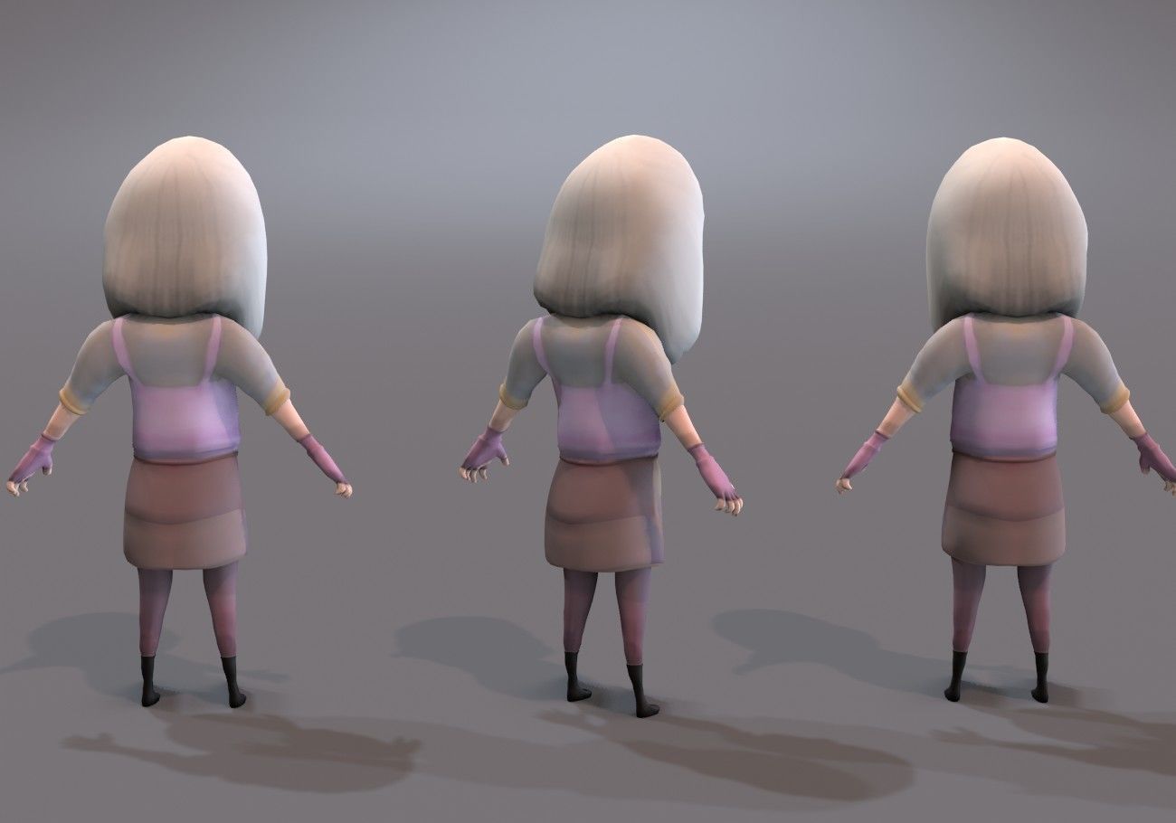 scary white girl with open mouth Low-poly 3D model_2