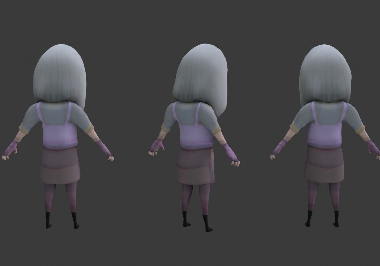 scary white girl with open mouth Low-poly 3D model_8