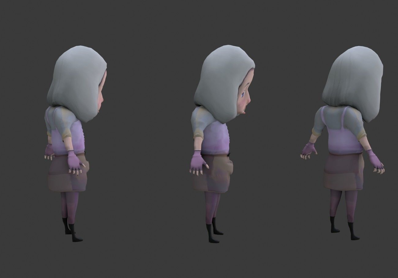 scary white girl with open mouth Low-poly 3D model_7