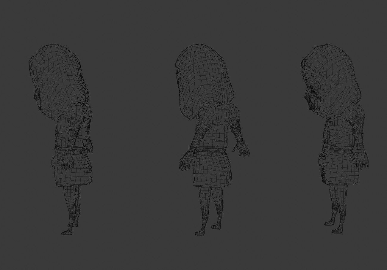 scary white girl with open mouth Low-poly 3D model_18