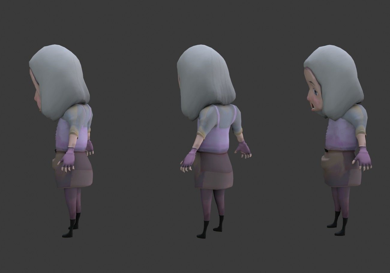 scary white girl with open mouth Low-poly 3D model_9