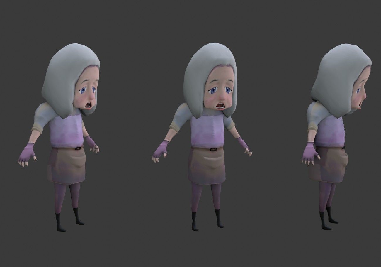 scary white girl with open mouth Low-poly 3D model_6