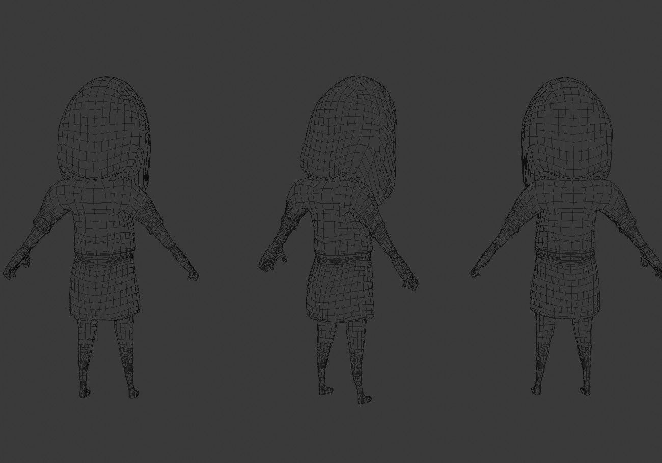 scary white girl with open mouth Low-poly 3D model_17