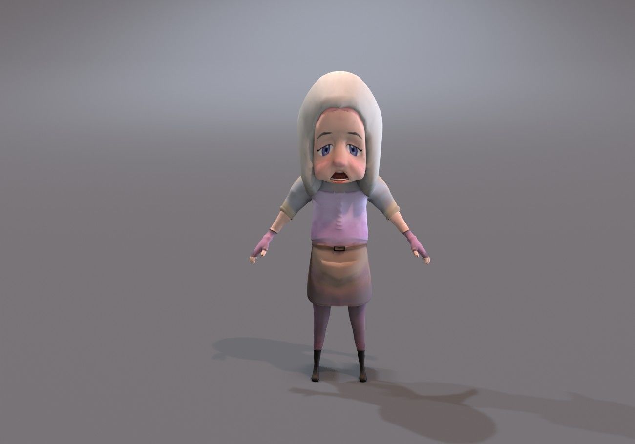 scary white girl with open mouth Low-poly 3D model_5