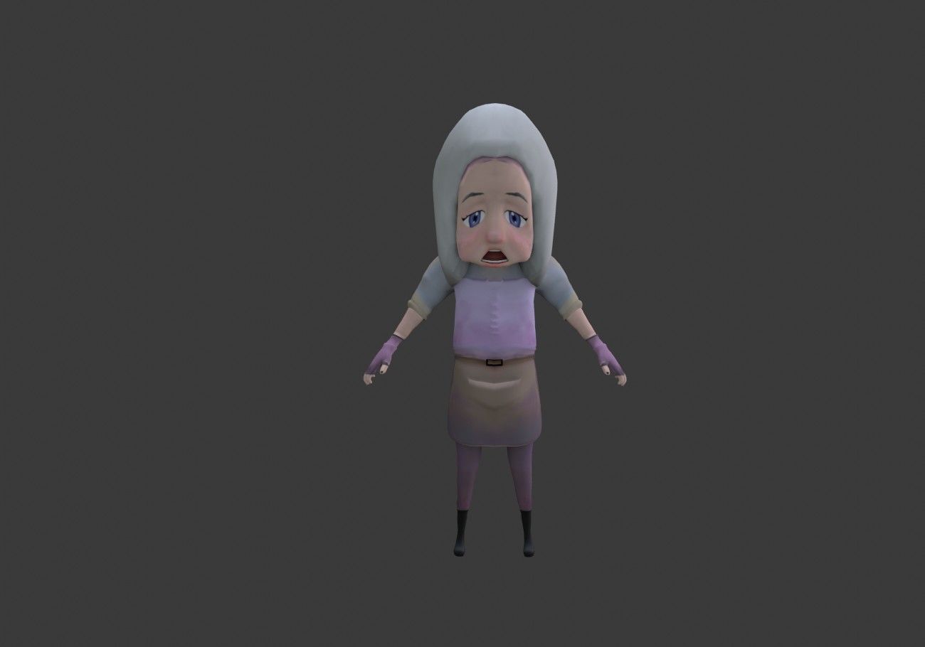 scary white girl with open mouth Low-poly 3D model_11