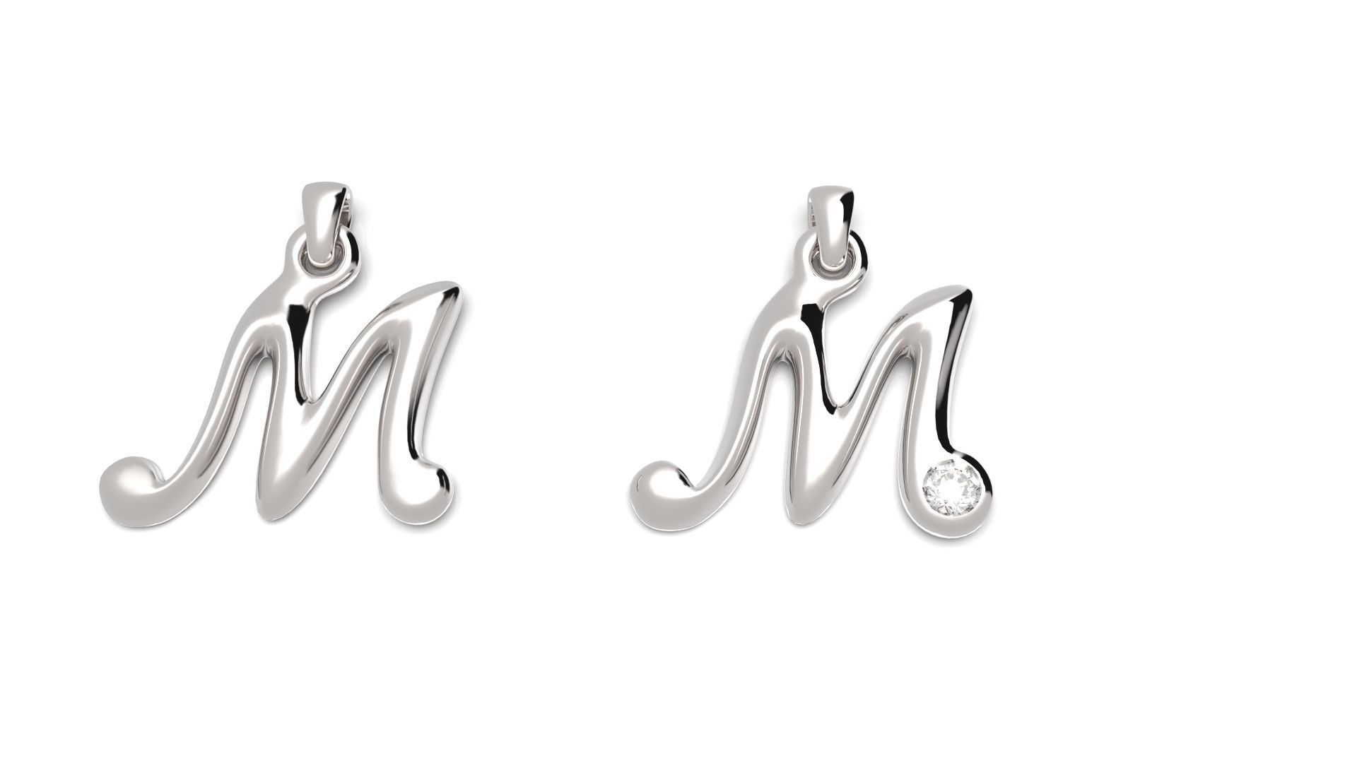 Letter M for jewelry 3D print model_2