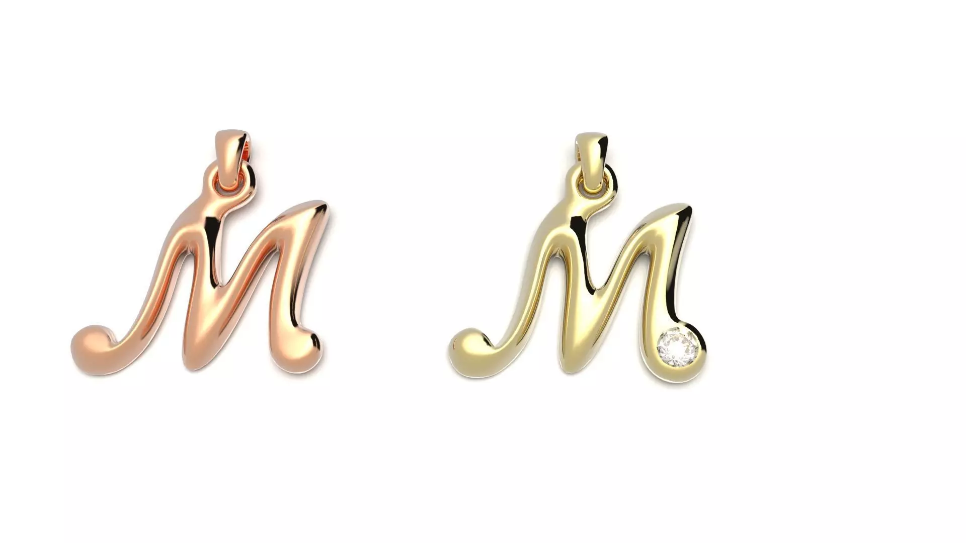 Letter M for jewelry 3D print model_0