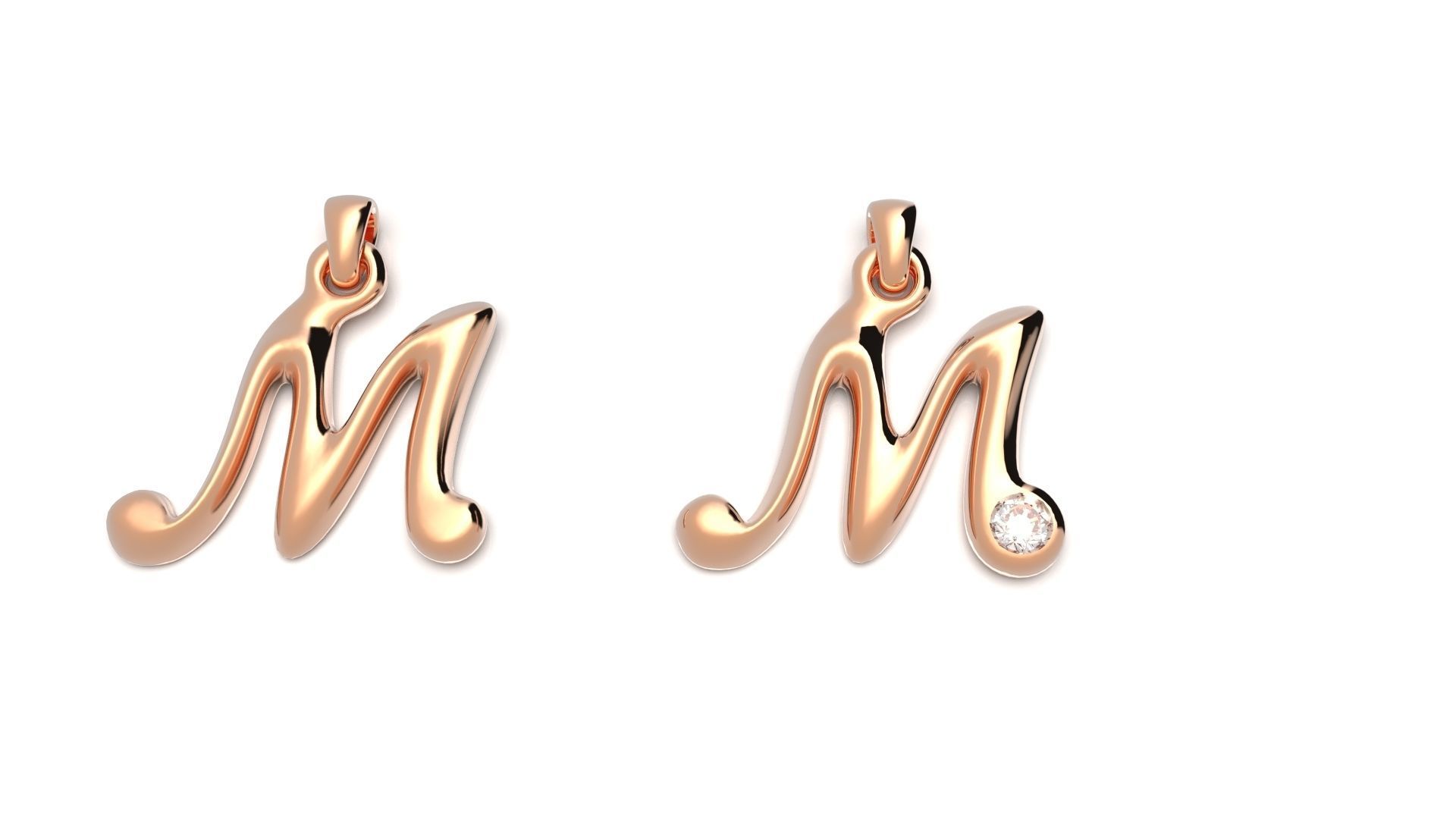 Letter M for jewelry 3D print model_3