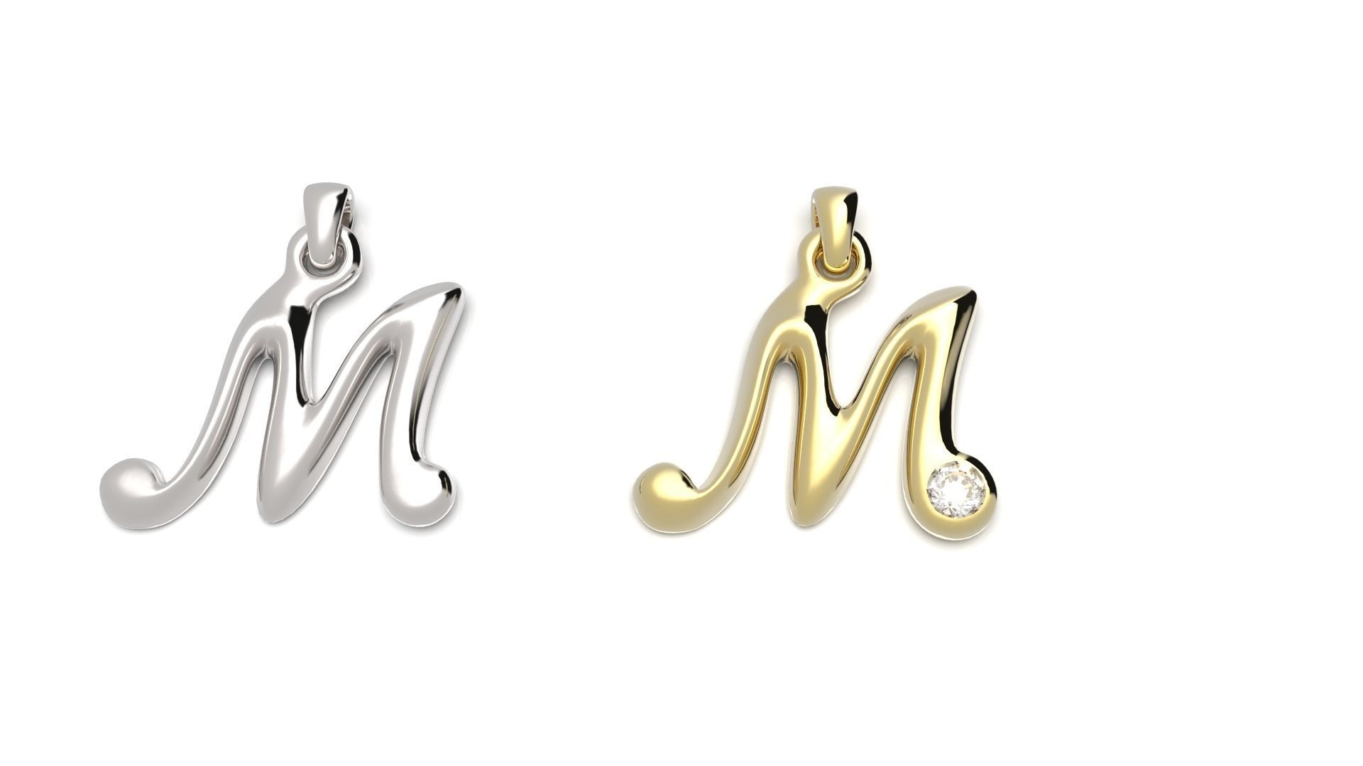 Letter M for jewelry 3D print model_1
