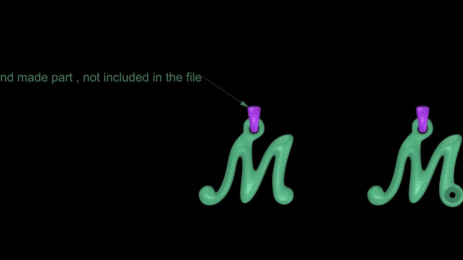 Letter M for jewelry 3D print model_6