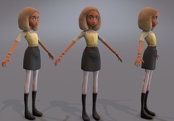 blond thin teenager Low-poly 3D model