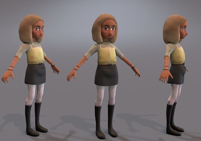 teen with blond hair Low-poly 3D model
