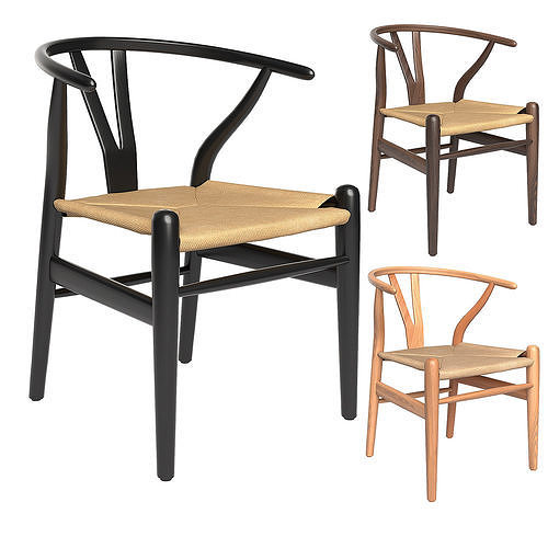 Natural Hans Wegner Replica Wishbone Chairs Low-poly 3D model