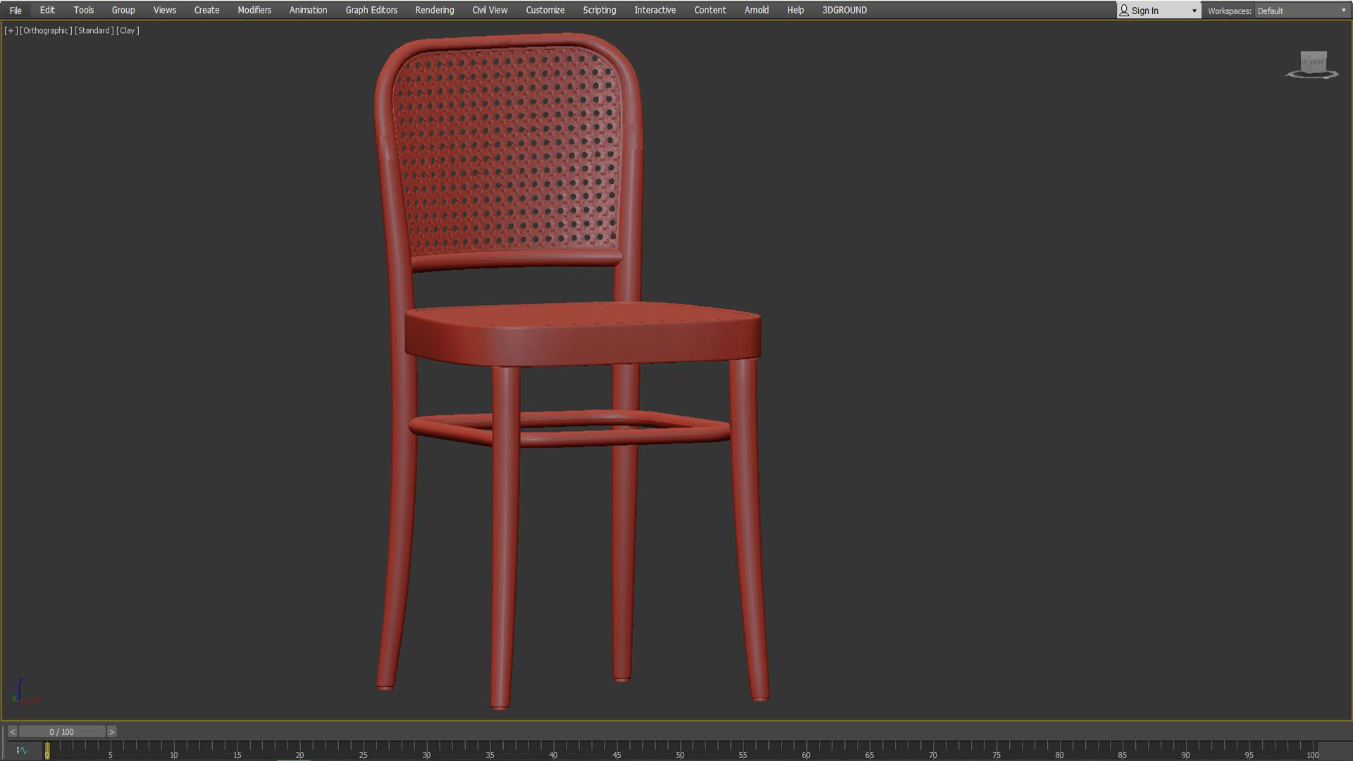 Hoffmann Replica Beech Wood Rattan Dining Side Chairs Low-poly 3D model_3