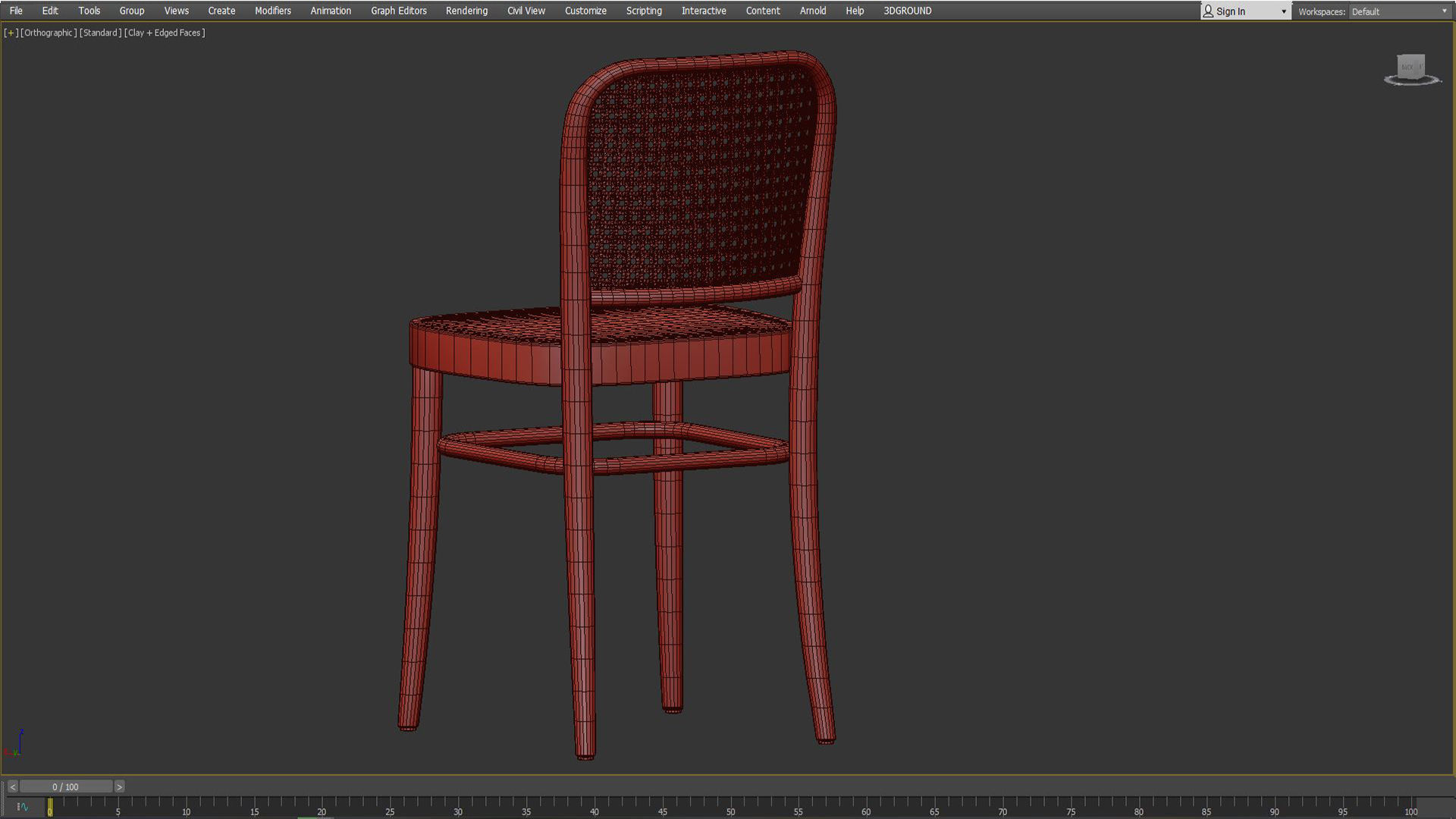 Hoffmann Replica Beech Wood Rattan Dining Side Chairs Low-poly 3D model_8