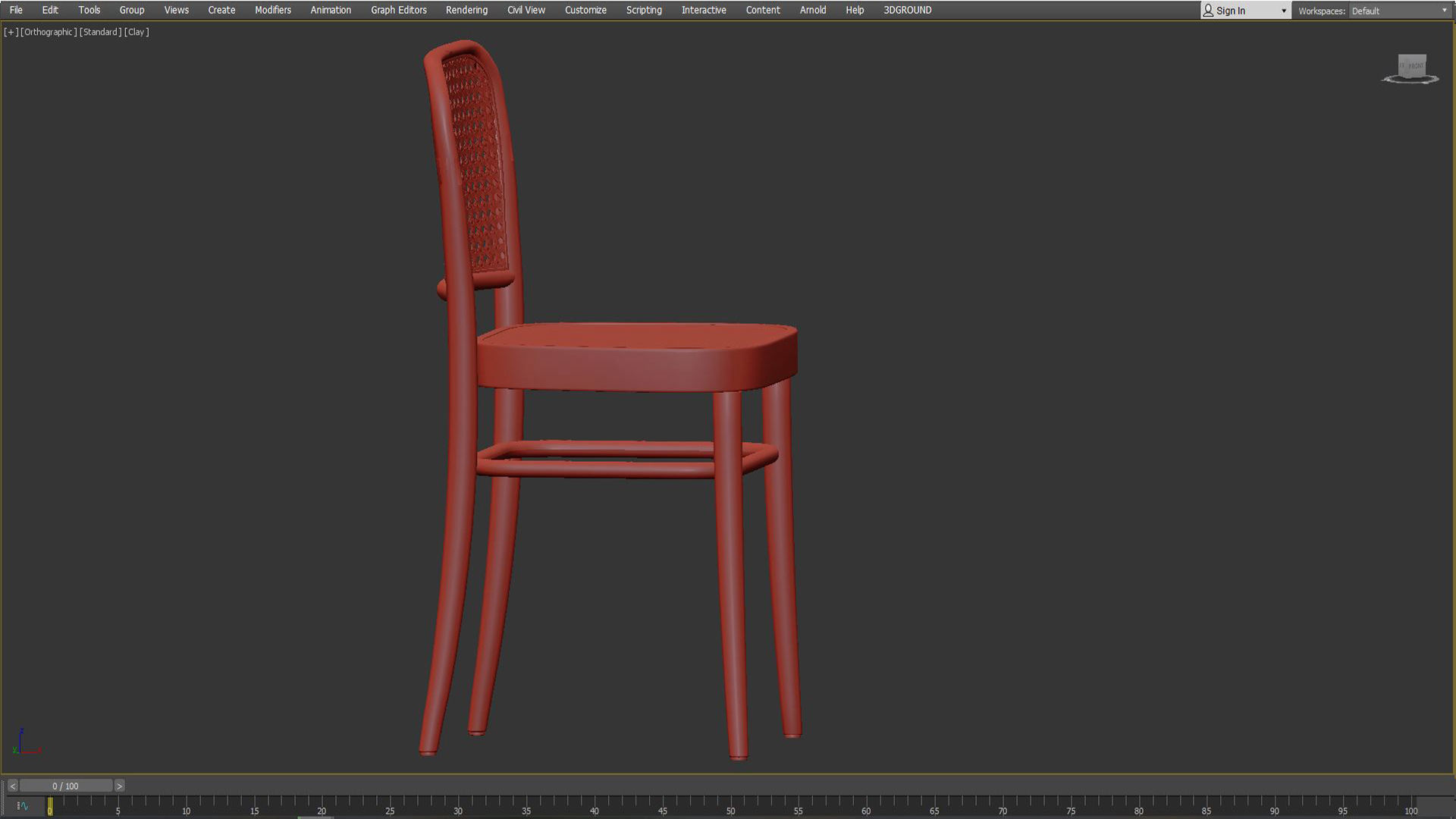 Hoffmann Replica Beech Wood Rattan Dining Side Chairs Low-poly 3D model_6